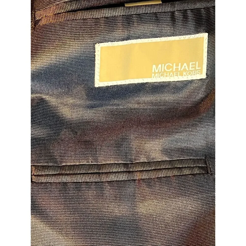 Michael Kors Macy’s Mens Blazer Suit Jacket 44L Grey Black Houndstooth